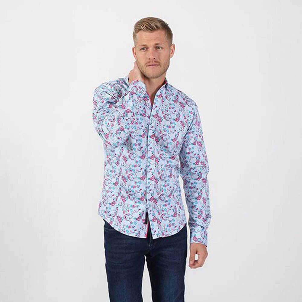 NEW EIGHT X striped rose button down shirt in turquoise